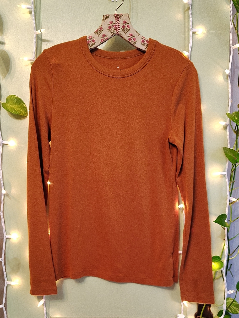 Women's A New Day Camel Brown Rusty Orange Long Sleeve T-shirt M